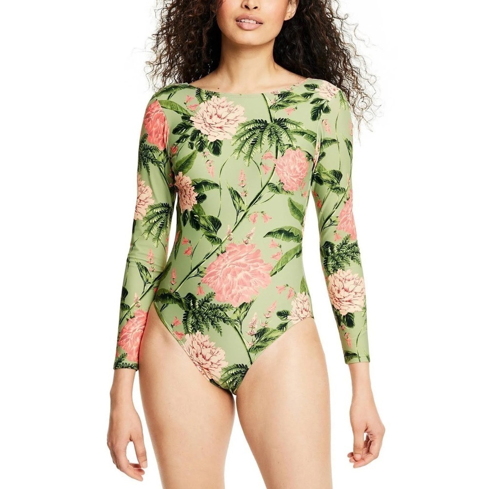 Agua Bendita X Target Peony Print Long Sleeve One Piece Swimsuit
